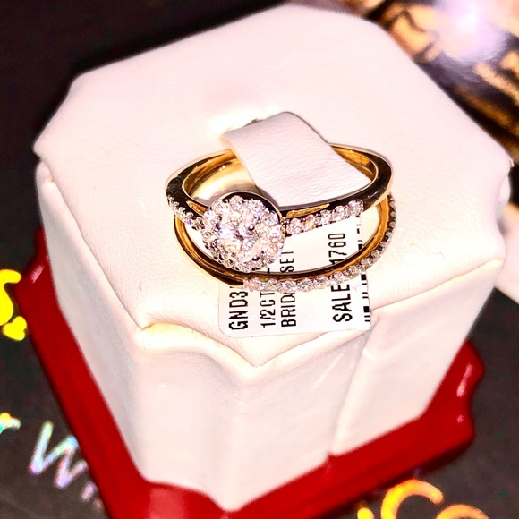 10k solid gold real solitaire diamond engagement bridal ring set free appraisal! - Picture 11 of 13